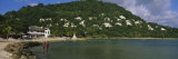 People in Water, Houses on a Hill, St. Lucia