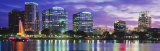 Panoramic View of an Urban Skyline at Night, Orlando, Florida, USA