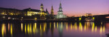 Reflection of Buildings on Water at Night, Dresden, Germany