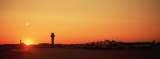 Sunset Over an Airport, O'Hare International Airport, Chicago, Illinois, USA