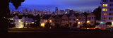 Buildings Lit Up Dusk, Alamo Square, San Francisco, California, USA