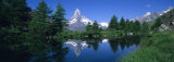 Reflection of a Snow Covered Mountain in a Lake, Grindjisee, Matterhorn, Zermatt, Switzerland