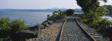 Buy Railroad Track Along a River, Hudson River, Kingston, New York State, USA at AllPosters.com
