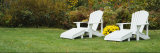 White Adirondack Chairs on a Lawn, Stowe, Vermont, USA