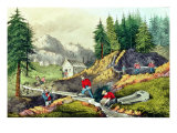 Buy Gold Mining in California, Published by Currier & Ives, 1861 at AllPosters.com
