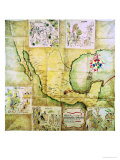 Map of the Route Followed by Hernando Cortes During the Conquest of Mexico