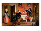 Buy Jourdain Fences His Maid, Nicole with His Wife Looking On. Scene from "Le Bourgeois Gentilhomme" at AllPosters.com