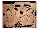 Buy Stela Depicting a Woman Presenting a Jaguar Mask to a Priest, from Yaxchilan at AllPosters.com