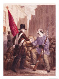 Buy A Worker Sharing His Bread with a Student Carrying a Red Flag, from "Les Journees de Fevrier" at AllPosters.com