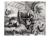 Buy Illustration for "The Dog and the Ox", from Aesop's Fables, 1666 at AllPosters.com