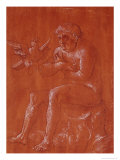 Buy Nude Man Sitting on a Tree Trunk Listening to a Parrot at AllPosters.com