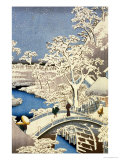 Buy Drum Bridge and Setting Sun Hill at Meguro, from the Series "100 Views of Edo" at AllPosters.com