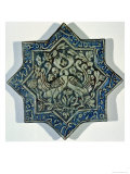 Star-Shaped Overglaze Leaf-Gilded Tile in the Style of Takht-E Solaiman, 13th-14th Century