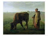 Buy Woman Grazing Her Cow, 1858 at AllPosters.com