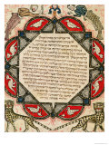 Page from a Hebrew Bible Depicting Fish with the Heads of Humans and Wildcats, 1299
