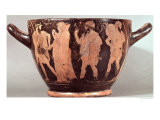 Skyphos Depicting the Abduction of Briseis by Agamemnon with Talthybios and Diomedes, c. 480 BC