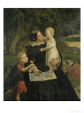 Emilie Marie Wasmann, the Artist's Wife, with Elise and Erich, Their Oldest Children, 1860