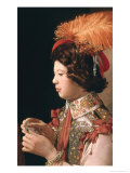 The Cheat with the Ace of Diamonds, Detail Depicting the Male Card Player with the Feathered Hat