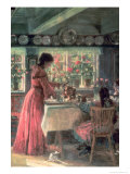 The Coffee is Poured - the Artist's Wife with Their 2 Daughters
