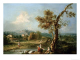 Buy An Italianate River Landscape with Travellers at AllPosters.com