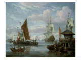 Buy Estuary Scene with Boats and Fisherman at AllPosters.com
