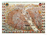 Plan of Paris, 1698, Bordered by a Chronological Series of Portraits of the Kings of France