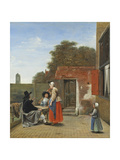 Buy Two Soldiers and a Woman Drinking in a Courtyard at AllPosters.com