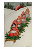 Buy Four Little Girls on a Sledge at AllPosters.com