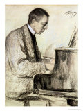 Buy Portrait of Sergei Vasilievich Rachmaninov at the Piano, 1916 at AllPosters.com