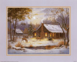 Log Cabin with Deer