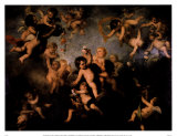Cherubs Scattering Flowers