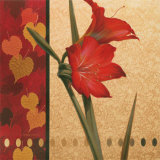 Buy Red Amaryllis with Damasque at AllPosters.com