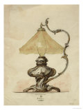 Buy A Drawing of a Silver Table Lamp with a Twisted Fluted Body in Rococo Style at AllPosters.com
