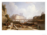 View of Ile De La Cite, Paris, from the Quai Du Louvre with the Pont Des Arts and the Pont Neuf