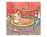 Buy Ginger Tabby Cat In The Bathroom Sink at AllPosters.com