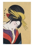 Japanese Matchbox Label with a Woman Wearing Traditional Hair Ornaments