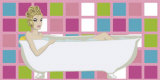 Girl in Bathtub with Squares