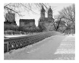 View from Bow Bridge in Winter - Central Park, New York - B/W Photograph Photographic Print