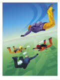 Four Skydivers in Mid-Air