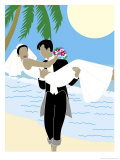 Buy Groom Carrying Bride Along the Ocean, Grouped Elements at AllPosters.com