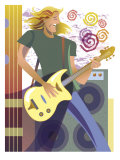Buy An Abstract of a Caucasian, Long-Haired Male Playing the Guitar in Front of Speakers at AllPosters.com
