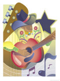 Buy An Abstract of a Male Country-Western Musician Playing an Acoustic Guitar at AllPosters.com