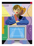 Buy A Woman Leaning on a Computer with Her Arms Folded at AllPosters.com