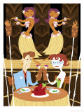 Buy A Young Adult Caucasian Straight Couple Eating Dinner at a Luau at AllPosters.com