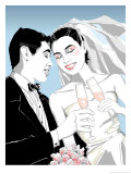 Buy Bridal Couple Toasting with Champagne Glasses at AllPosters.com