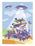 Buy A Man Being Abducted by Aliens While Driving by Area 51 at AllPosters.com