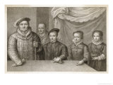 Buy Henry VIII with His Children Edward, Mary and Elizabeth with Jester Will Sommers at AllPosters.com