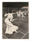 Buy Woman Playing Tennis in Long White Skirt at AllPosters.com