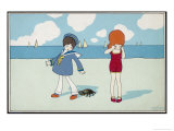 Buy Children on the Beach, a Boy in a Sailor Suit Has His Trousers Bitten by a Crab at AllPosters.com