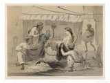 Buy English Woman Sits in Her Chair Which Cloth Merchants Show Her Their Wares at AllPosters.com